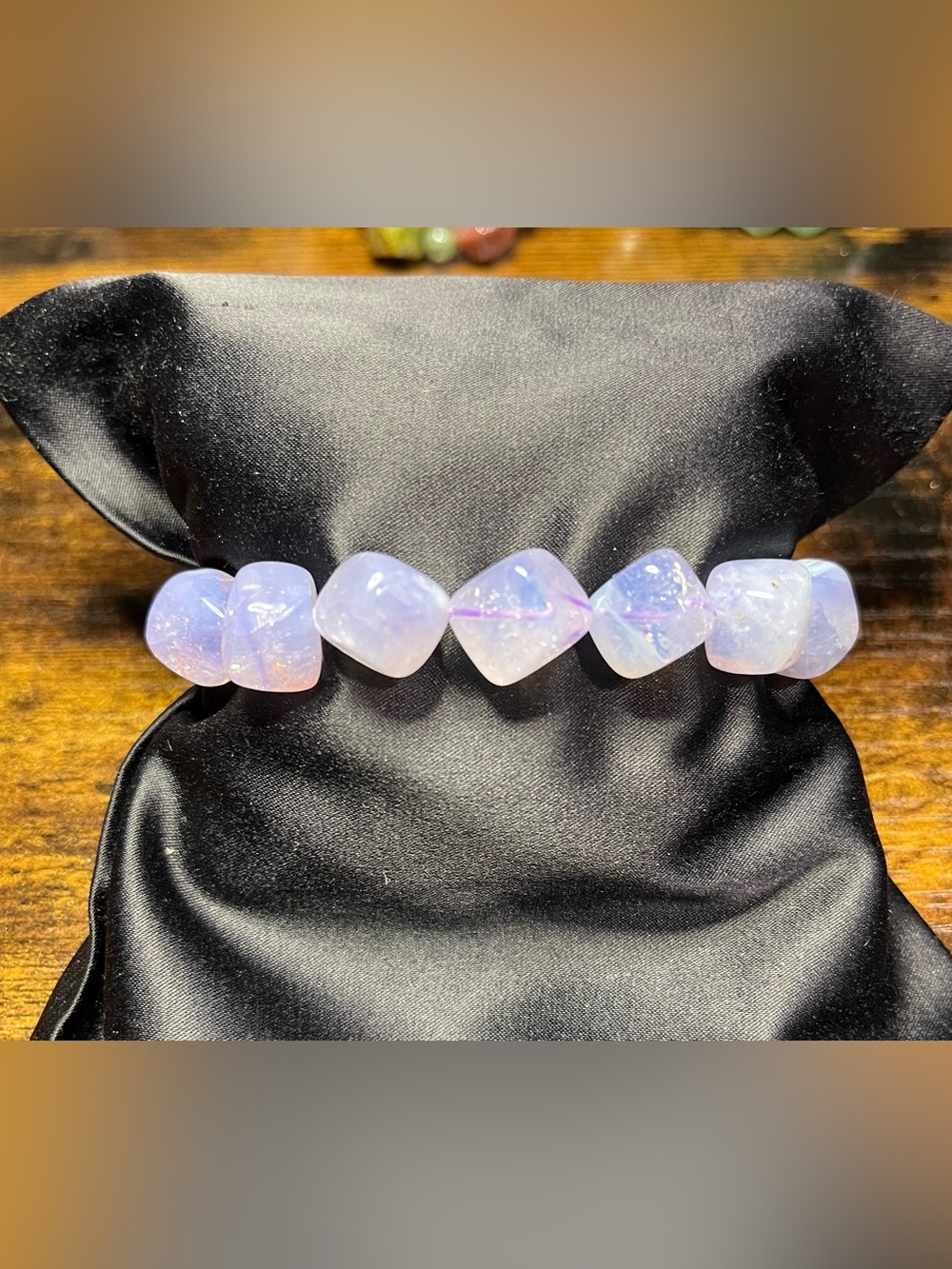 Lavender Jade Amethyst Chunky Stretch Bracelet Purple Gemstone